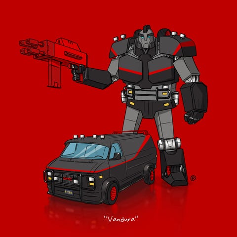 Famous Tv And Movie Cars As Transformers Darren Rawlings Artwork