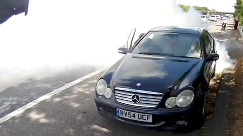 Out-of-control turbodiesel wrecks itself