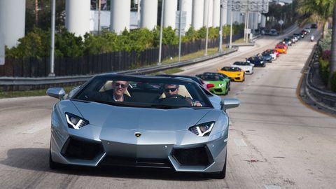 Miami Blue Porn - Lamborghini Aventador Roadsters hit Miami Beach. Car porn ...