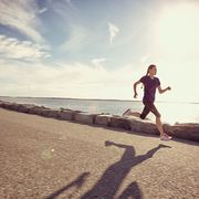 Sky, Jogging, People in nature, Running, Exercise, Vacation, Sunlight, Beach, Shore, Morning, 