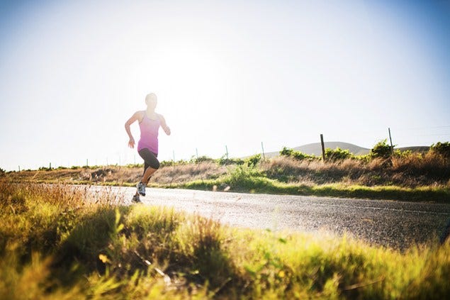 Plant, Landscape, Running, Exercise, Jogging, People in nature, Grassland, Rural area, Morning, Active shorts, 