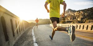 Running, Water, Jogging, Recreation, Yellow, Individual sports, Morning, Asphalt, Road, Exercise, 