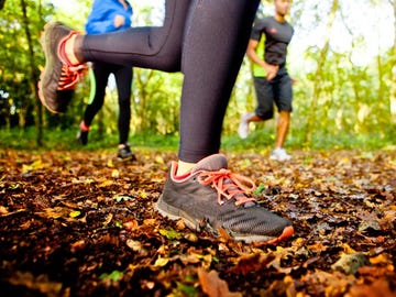 Leg, Shoe, Human leg, Joint, Leaf, People in nature, Soil, Athletic shoe, Carmine, Running shoe, 