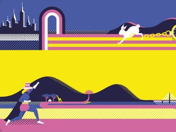 Line, Slope, Illustration, Arch, Graphics, Dog breed, Bovine, Exercise, Working animal, Graphic design, 