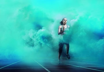 Knee, Aqua, Teal, Turquoise, Cg artwork, Fictional character, Painting, Kneeling, Smoke, Boot, 