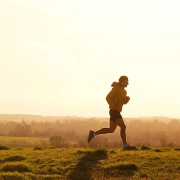 People in nature, Jogging, Atmospheric phenomenon, Running, Morning, Field, Grassland, Exercise, Meadow, Prairie, 