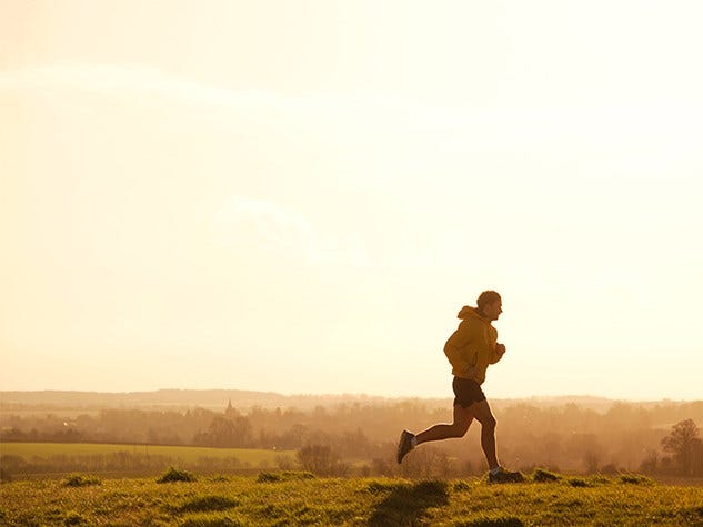 Happy, People in nature, Jogging, Running, Exercise, Sunlight, Plain, Field, Grassland, Morning, 