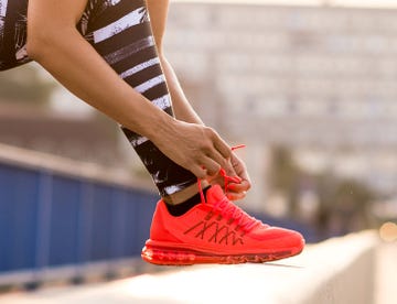 Footwear, Shoe, Red, Human leg, Ankle, Calf, Leg, Joint, Skate shoe, Nike free, 