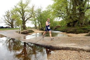 Nature, Leisure, Outdoor recreation, Exercise, Wetland, Active shorts, Running, Calf, Reflection, Endurance sports, 