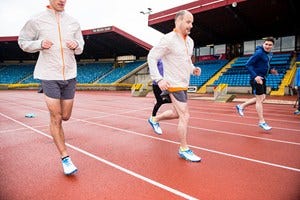 Clothing, Footwear, Track and field athletics, Leg, Sports uniform, Sport venue, Trousers, Athletic shoe, Human leg, Recreation, 