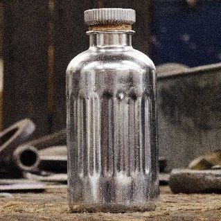 Bottle, Drinkware, Glass bottle, Glass, Grey, Transparent material, Still life photography, Mesh, Cylinder, Silver, 