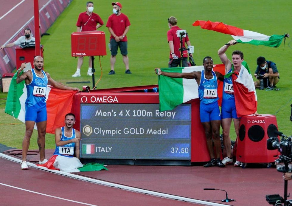 Marcell Jacobs, Lorenzo Patta, Eseosa Desalu e Filippo Tortu