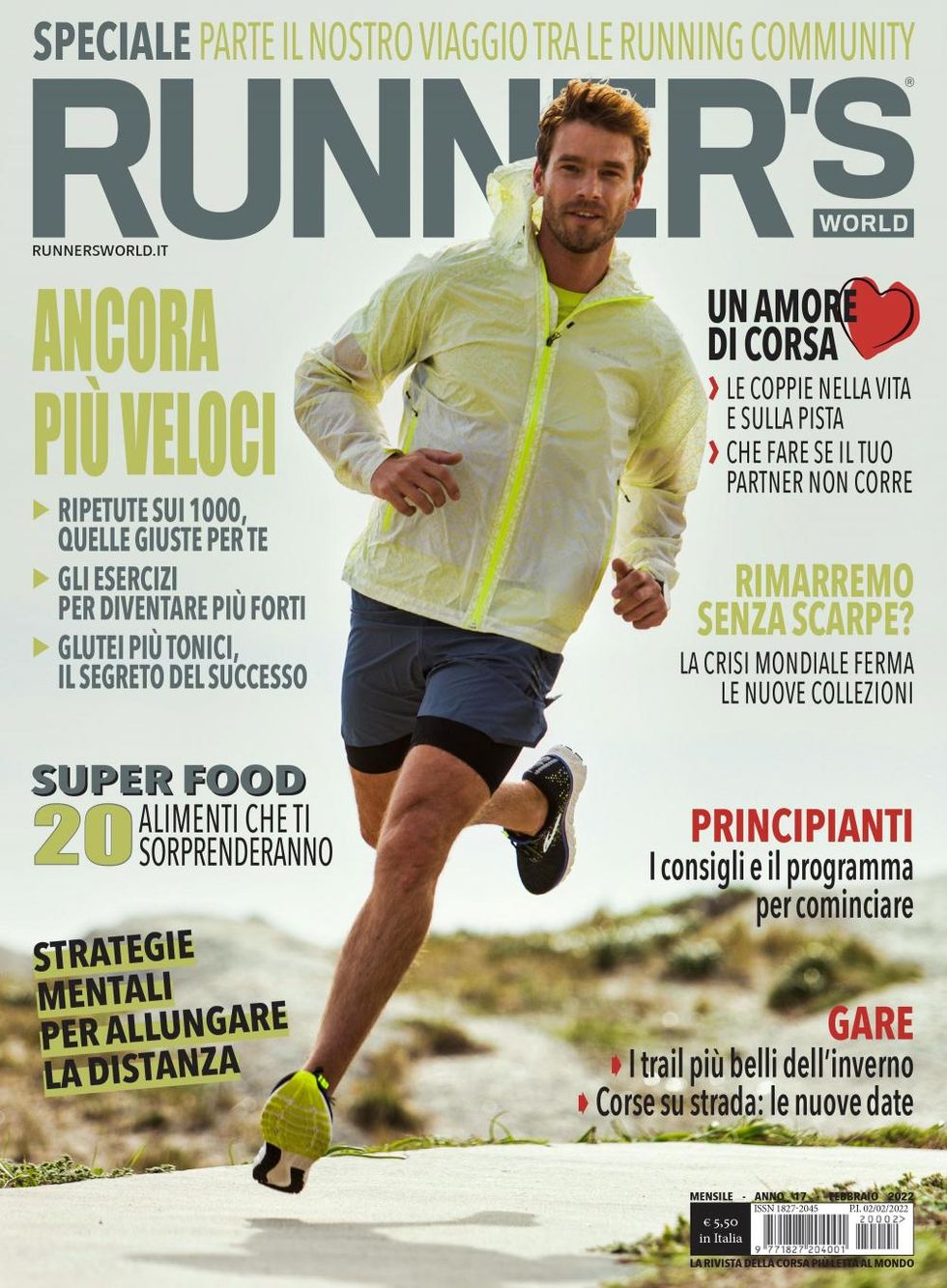 La cover del nuovo numero di Runner's World di febbraio 2022