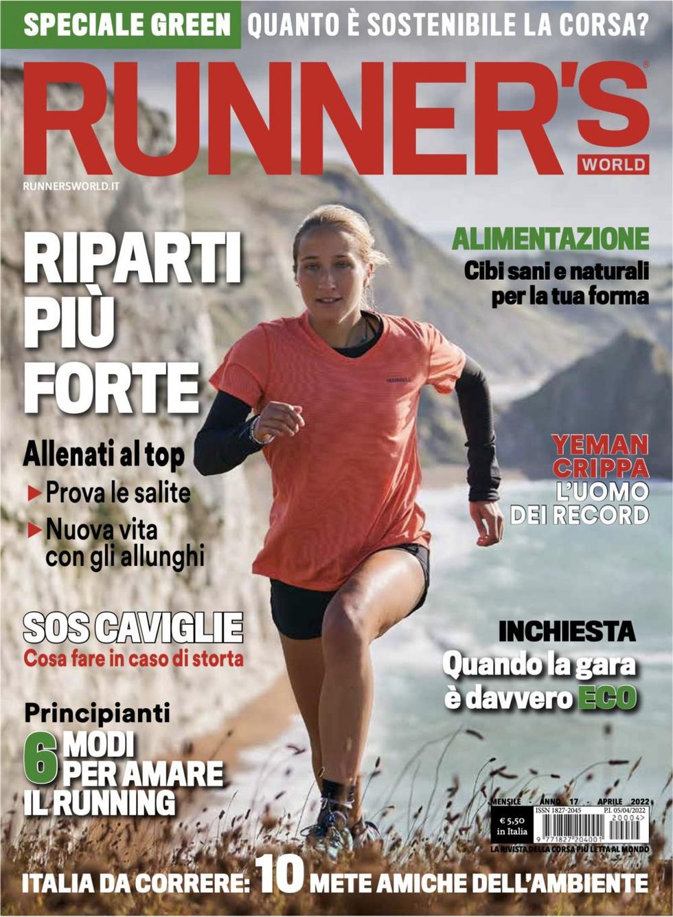 La cover del nuovo numero di Runner's World di aprile 2022