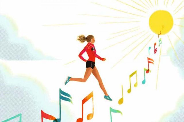 La scelta della musica per correre è importante, potrebbe anche cambiarti la vita, come ci insegna l'autrice di questo racconto Katryn Arnold (Illustrazione di Leo Espinosa)