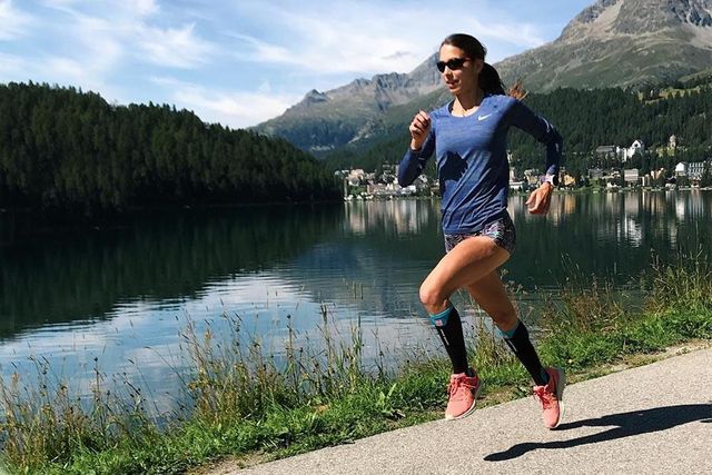 Lisa Migliorini, The Fashion Jogger, in allenamento lungo i percorsi di St. Moritz