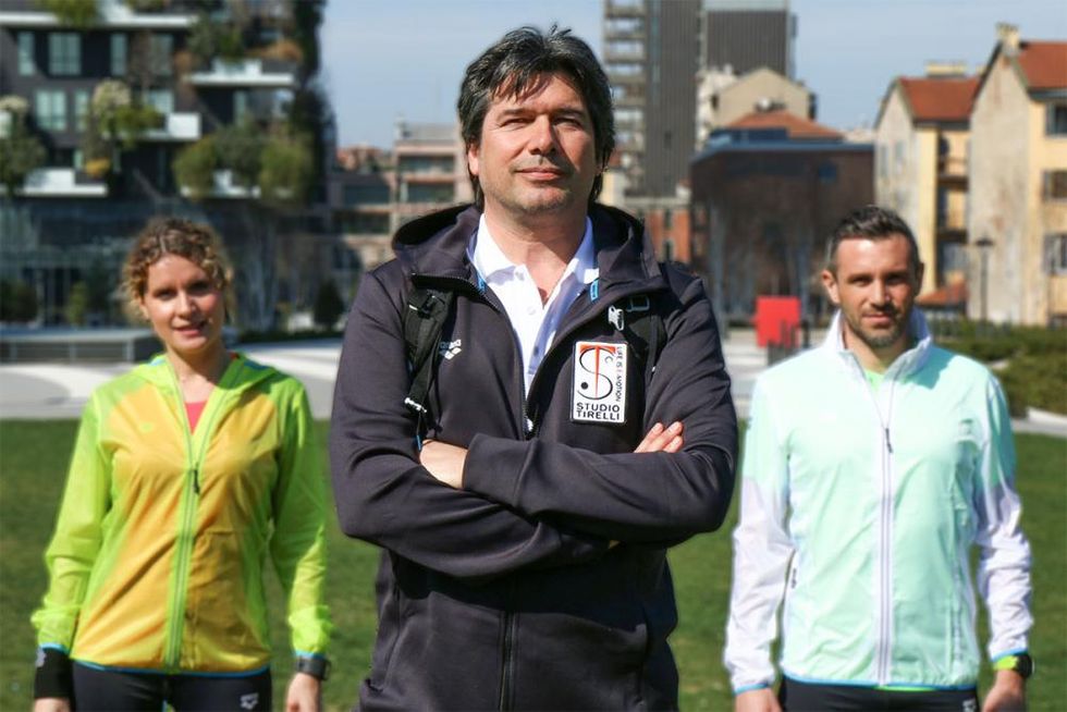 Il coach Stefano Tirelli con Julie e Camillo
