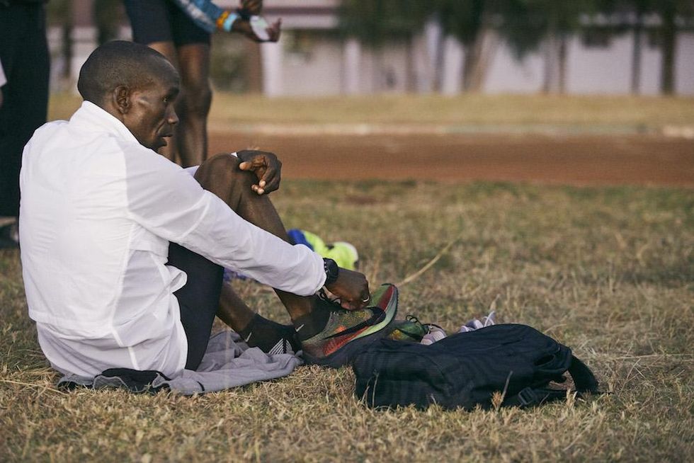 Eliud Kipchoge in Kenia durante gli allenamenti in preparazione della London Marathon 2018