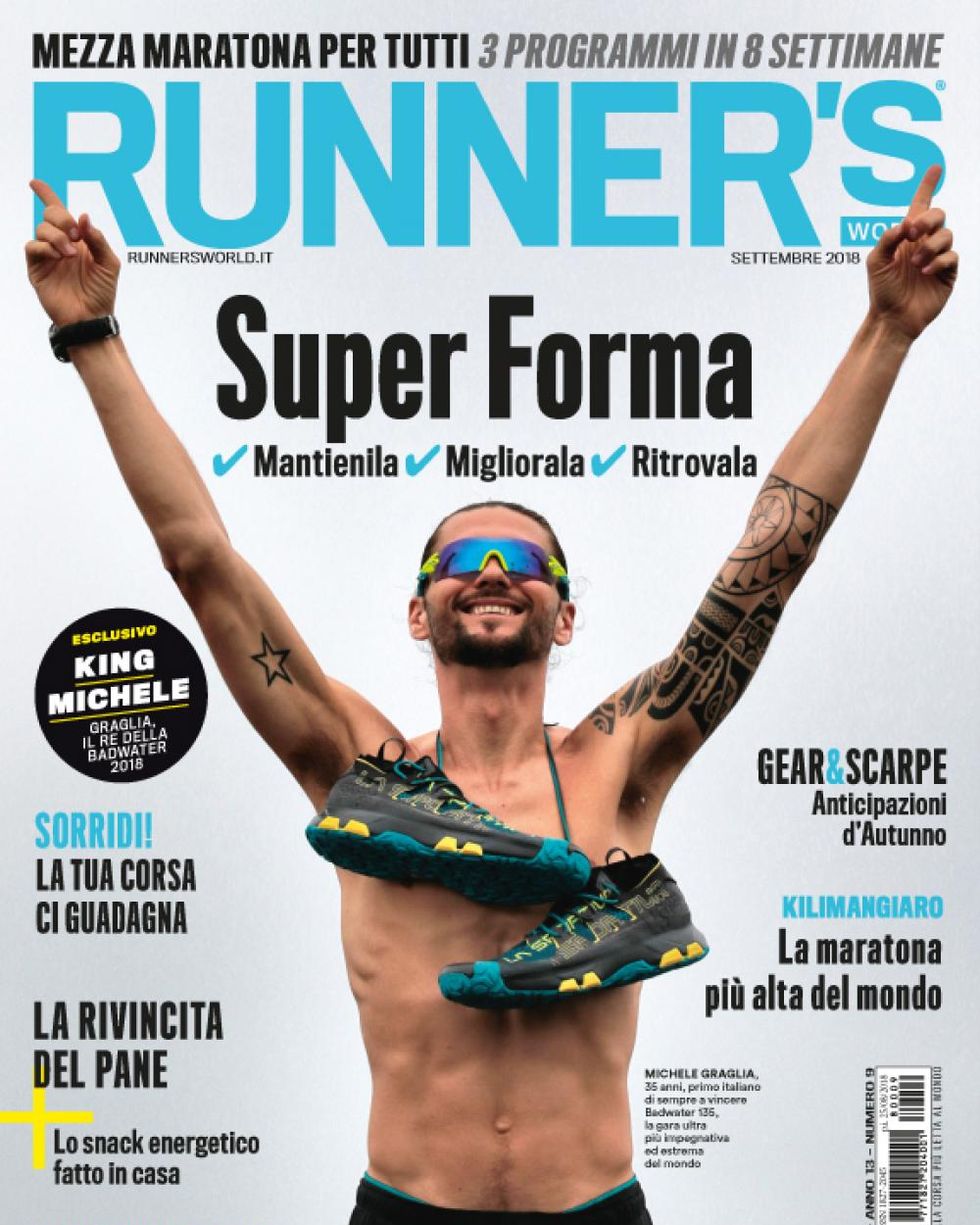 La cover del numero di settembre di Runner&#39;s World dedicata a Michele Graglia (vincitore della Badwater 135) gi&agrave; disponibile in edicola e nei digital store.