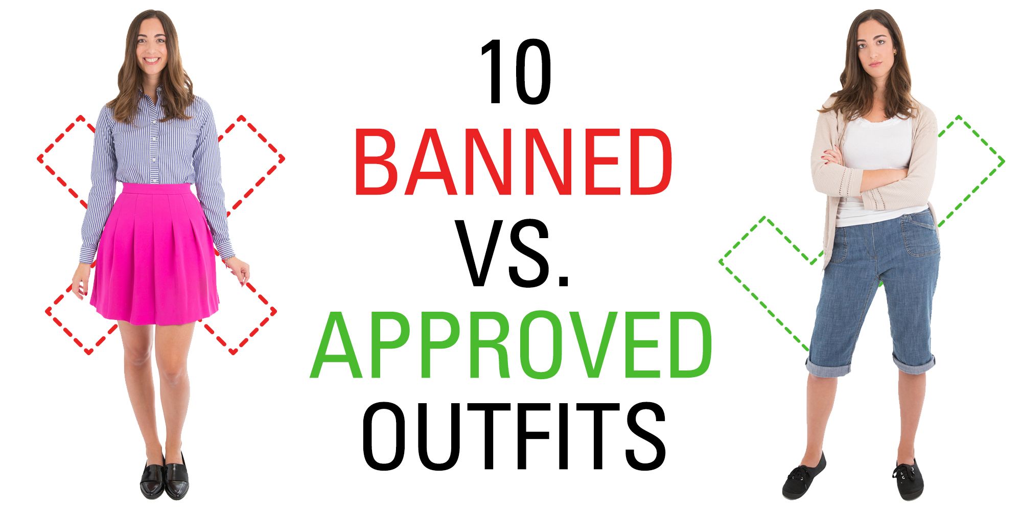 10 Banned Vs Approved Outfits That Show How Ridiculous School Dress Codes Really Are - codes to look cool on roblox high school girl clothes