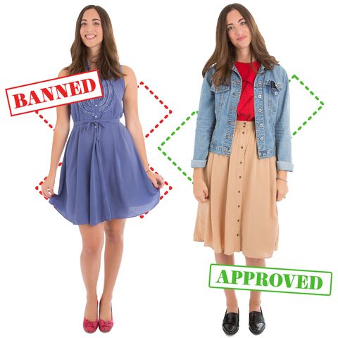 10 Banned Vs Approved Outfits That Show How Ridiculous School Dress Codes Really Are - teacher dress with heels roblox