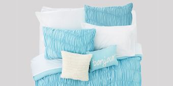 Blue, Product, Textile, Aqua, Turquoise, Teal, Cushion, Linens, Pillow, Throw pillow, 