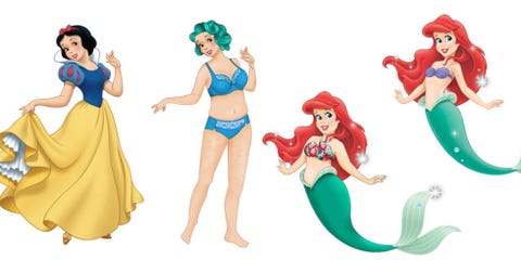 the disney princesses reimagined to represent girls of all shapes