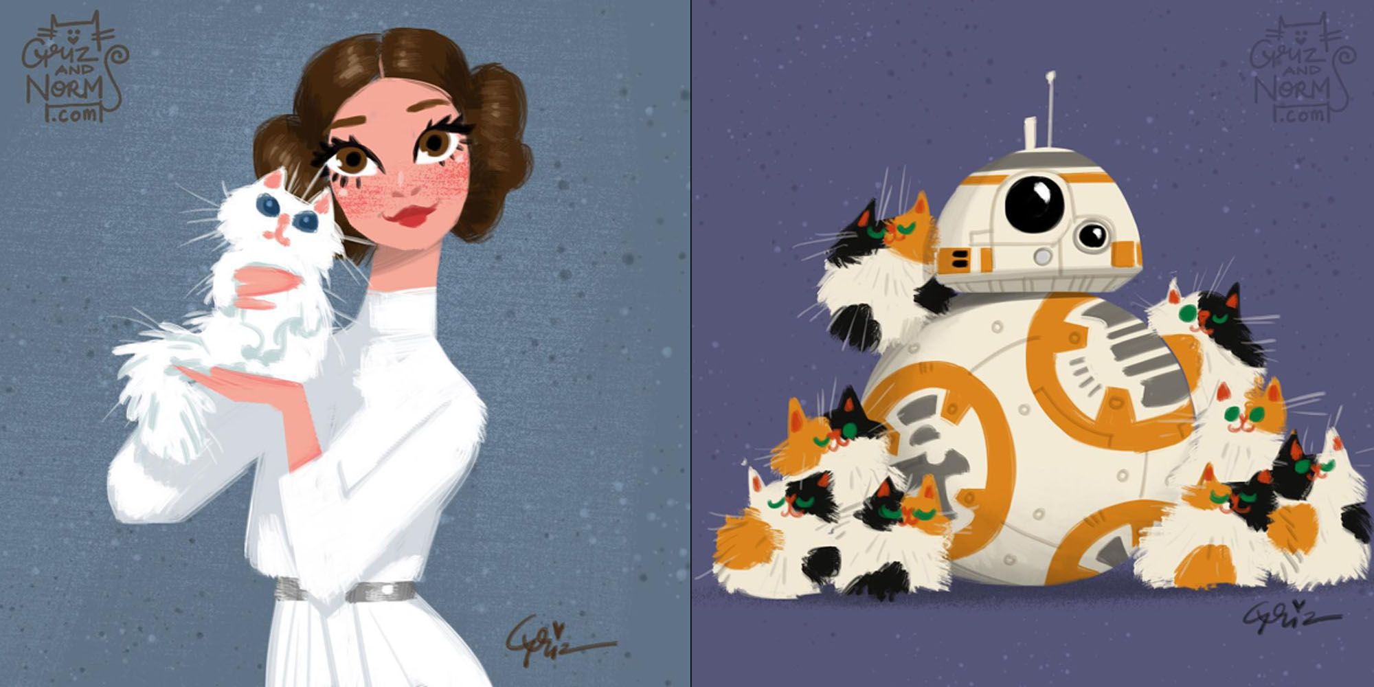 disney illustrators have adorably imagined the cats of star wars characters