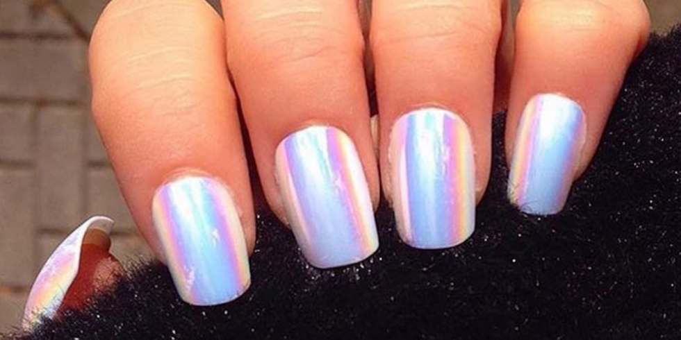 White and Holographic Nails - wide 4