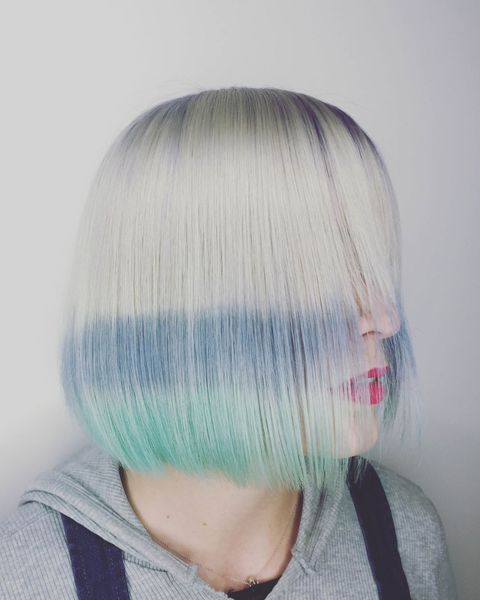 Hairstyle, Bangs, Pink, Style, Teal, Step cutting, Hair coloring, Fashion, Turquoise, Wig, 