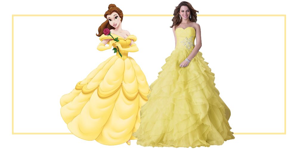 belle inspired prom dress