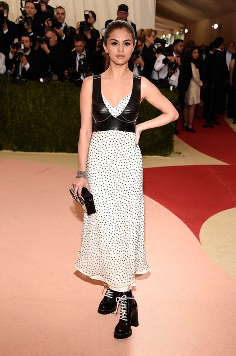Selena Gomez Wears A Leather Bra Outside Her Dress At The 2016 Met Gala