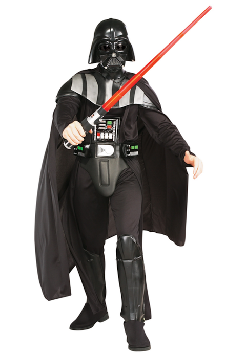 Darth vader, Standing, Fictional character, Cloak, Supervillain, Costume accessory, Costume, Animation, Costume design, Cape, 