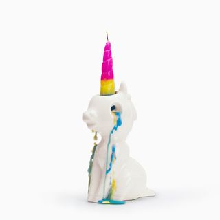 Candle, Birthday candle, Fictional character, Party supply, Figurine, Unicorn, Party hat, 