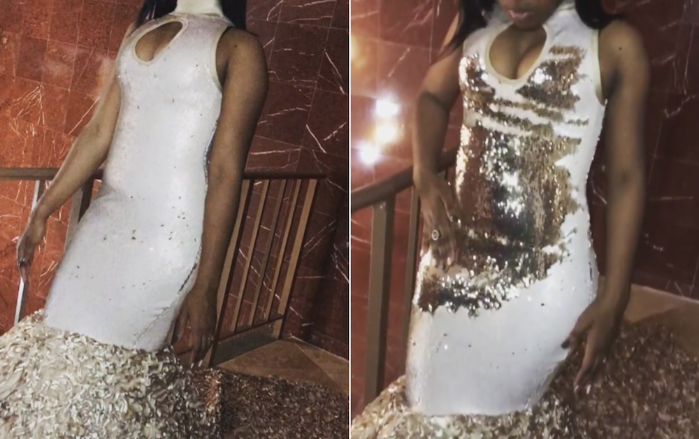color changing sequin prom dress