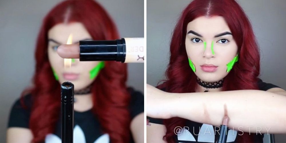 Lighting Makeup On Fire Weird Beauty Hacks