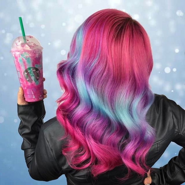 Hair, Pink, Hair coloring, Purple, Hairstyle, Magenta, Long hair, Wig, Human, Blond, 
