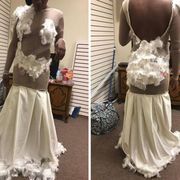 Clothing, Dress, White, Gown, Victorian fashion, Wedding dress, Fashion, Lace, Bridal clothing, Costume design, 