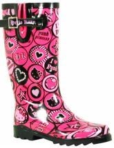 Pink, Pattern, Boot, Magenta, Carmine, Design, Synthetic rubber, Sock, Knee-high boot, Foot, 