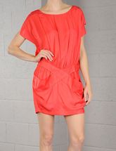 Product, Sleeve, Shoulder, Dress, Joint, Standing, Human leg, Red, One-piece garment, Pattern, 