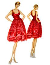 Clothing, Leg, Sleeve, Shoulder, Dress, Standing, Red, Joint, One-piece garment, Formal wear, 