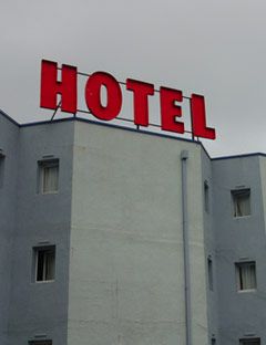 hotel with sign
