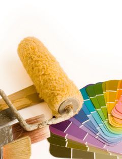 paint roller and color cards