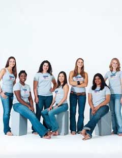 group of girls in tee shirts and jeans