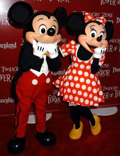 mickey and minnie mouse on red carpet
