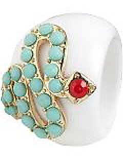 white ring with turquoise snake