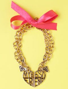 gold best friend bracelet with pink ribbon