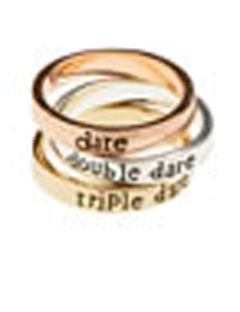 three rings with inscriptions on each