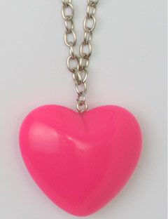 chain necklace with pink heart charm