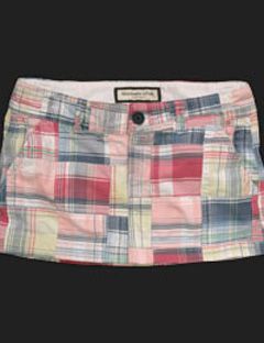 patchwork plaid skirt in pastel colors